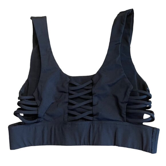 XS Victoria Secret Pink Ultimate Unlined Sports Bra Black Palm Trees - Picture 8 of 12